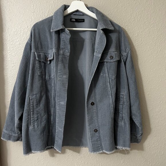 Zara Corduroy Blue Jacket (size M) - Picture 1 of 5